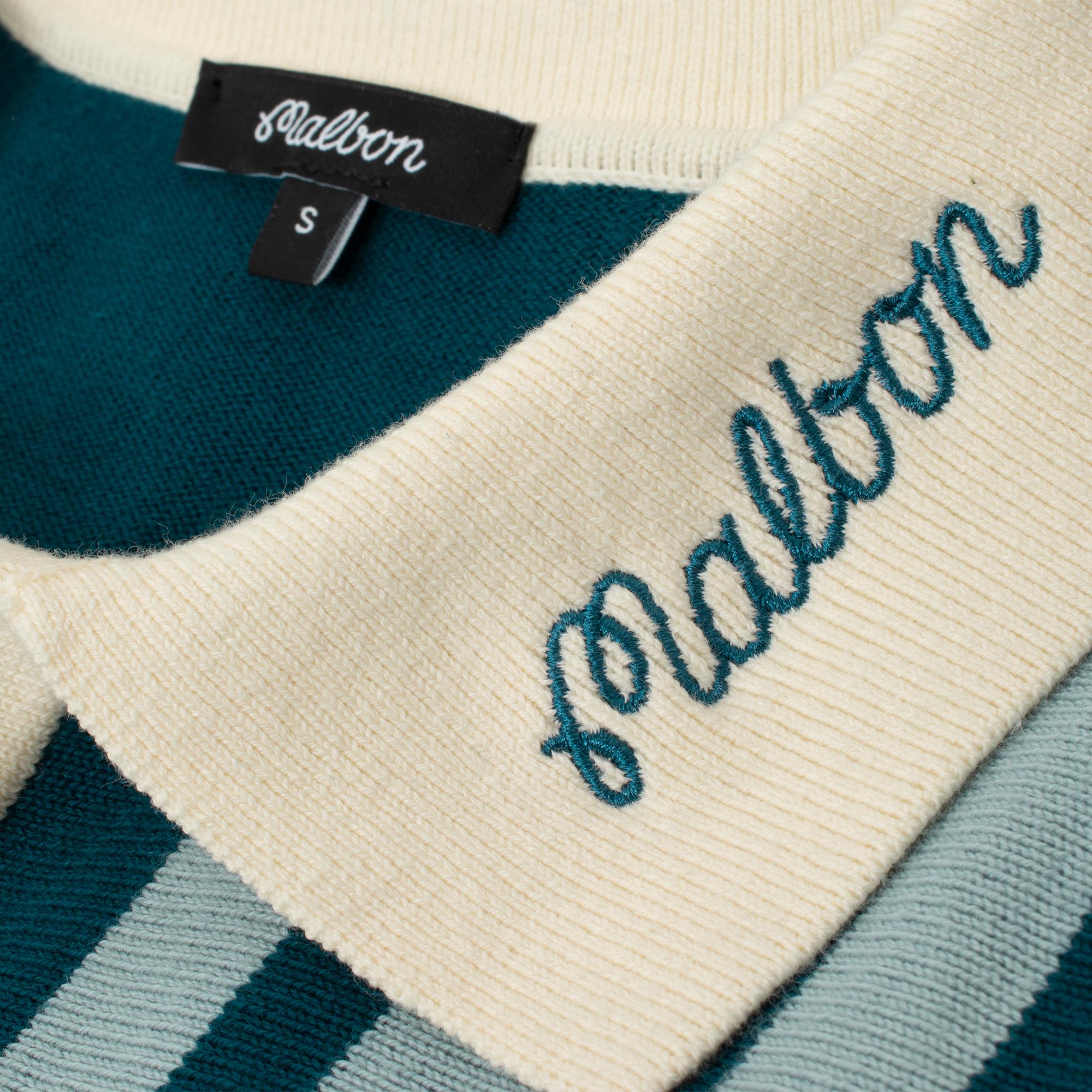 Malbon Golf Gabbiano Knit Button Up Polo Ocean
